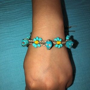 Boho Style Skull & Flower Ombré Hemp Bracelet